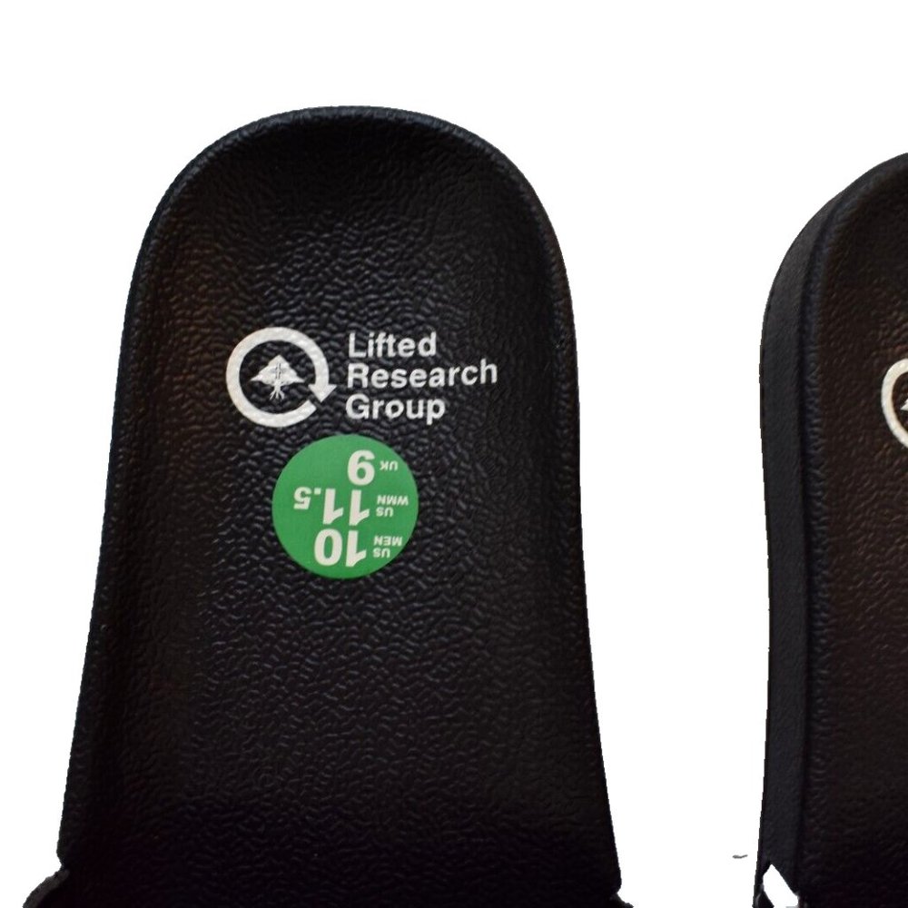 Lifted Research Group LRG Mens Cursive Logo Slides Black Sandals Shoes New 10 - Picture 6 of 6
